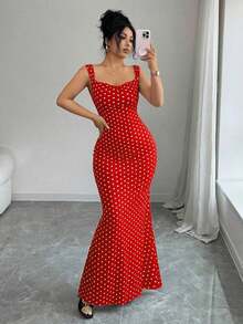 asdElenzga Vestido de verano elegante y vintage de mujer con estilo francés, con lunares, espalda descubierta, bloques de color, lazo y cola de pez, adecuado para citas y fiestas, atuendo grácil y encantadorasd SCOM - Multicolor - Ver 2