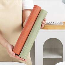Place Mats Table Placemat Washable Non-Slip Heat Insulation Woven Vinyl Set Of 6 - Orange - View 5