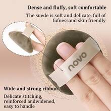 NOVO 1pc Ultra Soft Velvet Makeup Sponge, Washable Round Fingertip Powder Puff Suitable For Facial Cleansing, Powder Application, Bath Powder, Body Powder - Multicolor - View 3