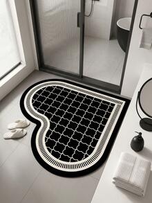 1pc Retro Black & White Scale Pattern Decorative Rug, Bathroom Mat, Doormat, Small Carpet, Rug, Floor Mat, Home Decor, Area Rug, Outdoor Mat, Bedroom Carpet, Washable Rug, Ins Style Aesthetic Atmosphere Carpet, Modern Minimalist Soft Furnishing Accent - Multicolor - View 1