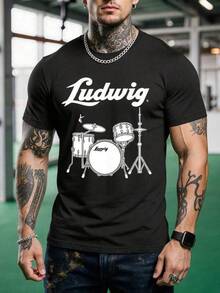 1 pieza Camiseta de manga corta de cuello redondo holgada unisex de 180g, 100% algodón puro transpirable y suave, estilo Y2K Bababask con estampado gráfico moderno, ideal para mujer y hombre, perfecta para uso diario, festivales, conciertos y todas las estaciones - Negro - Ver 1