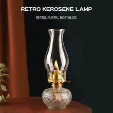 amanigo Transparent Glass Oil Lamp, Retro Hurricane Kerosene Lamp With Adjustable Flame, Decorative Oil Lamp Suitable For Indoor, Farmhouse, Cabin, Camping, Power Outage Emergency Lighting And Vintage Home Decor - 1PC - View 12