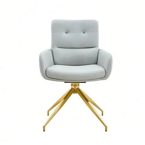 [2 Piece Set] European Lightweight Luxury Swivel Chair, 360° Sound Rotating, 2-Piece Set For Dining Rooms / Relaxation Areas. - Light Grey - View 1