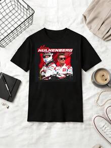 F1-föraren Nico Hülkenberg Haas Team Retrostil Bomulls-T-shirt - Svart - Visa 6