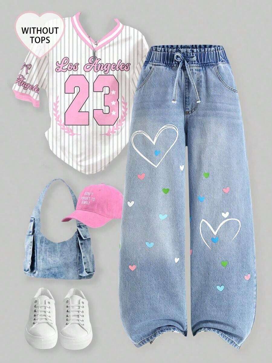 Sparklyn Jeans de pierna ancha con cordón para adolescentes, para todas las estaciones, estilo retro callejero, lavado azul medio con desgaste natural, cintura elástica con cordón para comodidad, silueta de pierna ancha que favorece las piernas, tela de mezclilla de algodón suave y elástica, versátil para uso diario, viajes, reuniones, festivales de música, opción principal de jeans de pierna ancha para primavera/verano - Lavado ligero 2 - Ver 1