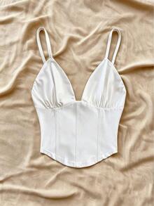 Camiseta sin mangas de punto rojo con escote en V y espalda cruzada, adecuada para citas, estilo bohemio, vacaciones, otoño, ropa de mujer, vintage, días festivos - Blanco 2 - Ver 3