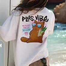 Camiseta de algodón para mujer, de marca china de moda, estilo retro, corte ajustado, con estampado divertido, estilo europeo y americano, de manga corta y casual. - Blanco - Ver 4