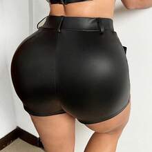 BamGlam Women's Asymmetrical Hem Skorts - Negro - Ver 3