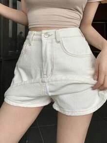Shorts vaqueros de moda para mujer, combinables con todo, para primavera y verano - Blanco - Ver 2