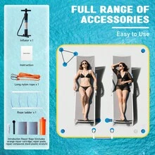 Non Slip Inflatable Air Dock Platform, Floating Island Raft With Rope Ladder, 6FT 7FT 8FT 10FT 12FT - 灰藍色 6 x 6 英尺 - 查看 6