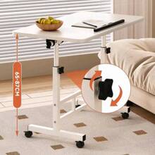 Scrivania mobile, scrivania per computer con ruote, altezza regolabile, scrivania e sedia ergonomiche, adatta per uffici, abitazioni e luoghi di lavoro. - Bianco - Visualizzare 6