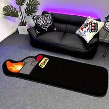 1pc Black Flame Design Doormat, Living Room Decor, Bedroom Decor, Home Casual Carpet, Decorative Rug, Small Rug, Carpet, Home Decor, Living Room Carpet, Living Room Small Rug, Bedroom Carpet, Living Room Home Decor, Outdoor Rug, Washable Carpet - Multicolor - View 3