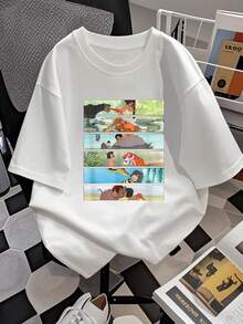 Colorful Scenes Depicting The Friendship Between A Child And Jungle Animals Symbolizing A Connection To Nature And Inner Harmony. Soft And Comfortable Women's T-Shirt, Ideal For Casual Everyday Wear. - 白色 - 查看 2