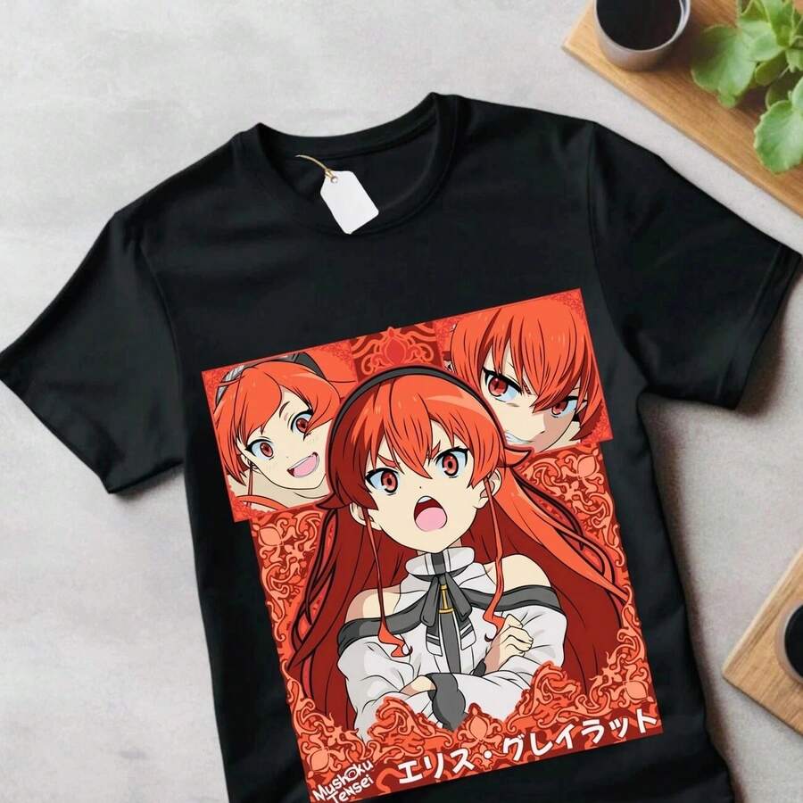 Mushoku Tensei Roxy Migurida Unemployed RE1INcarnation Anime Tshirt for M1en and WoM1en Summer Pure Cotton Comfortable Loose Top 220G pure cotton short sleeve top for men and women, thick fabric, antiarrugas and no easy toformation. Simple versatile style, Lightweight and Breathable, perfect to ing at the travel, travel, camping, shopping and daily leisure time. - Negro - Ver 1