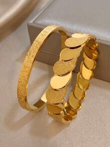 Pulsera de acero inoxidable chapada en oro de 18K con diseño de gota de agua mate redonda completa, pulsera para niños, joyería de acero inoxidable, accesorios de acero inoxidable de alta calidad, joyería chapada en oro, adecuada para uso diario de niños, fiestas, temporada de vacaciones, accesorios de verano, regalo de cumpleaños, regalo del Día de la Madre, regalo del Día de San Valentín, regalo para amigos de niños, joyería de estilo bohemio - Multicolor - Ver 12