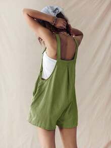 Mono de verano estilo boho, casual y versátil para mujer, con diseño de rayas al estilo western y rave - Verde - Ver 2