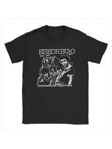 ESKORBUTO Iconic Logo T-Shirt - Loose Fit Short Sleeve T-Shirt With Iconic Brand Badge Print, Crew Neck, Casual Urban Style, Suitable For All Seasons, Machine Washable, Solid Color, Ideal For The Beach And Everyday Wear (Iconic Logo). A Short Sleeve T-Shirt Suitable For Home, Daily Wear, Parties, And Travel; Perfect As A Gift For Friends Or Family. - 黑色 - 查看 1