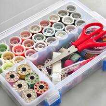 Kit de costura portátil con caja de plástico transparente, hilos, tijeras y agujas para el hogar y viajes - Multicolor - Ver 5