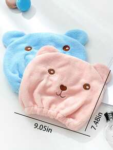2/1pc Summer Cute Bear Hair Drying Cap, Super Absorbent Microfiber Bath Head Towel With Elastic Band, Quick Dry Soft Plush Hair Towel, Suitable For Bath, Pool, Beach And Daily Use, Lightweight Hair Care Accessory, Home And Travel Essential For All Hair Types - Thickened version - View 5