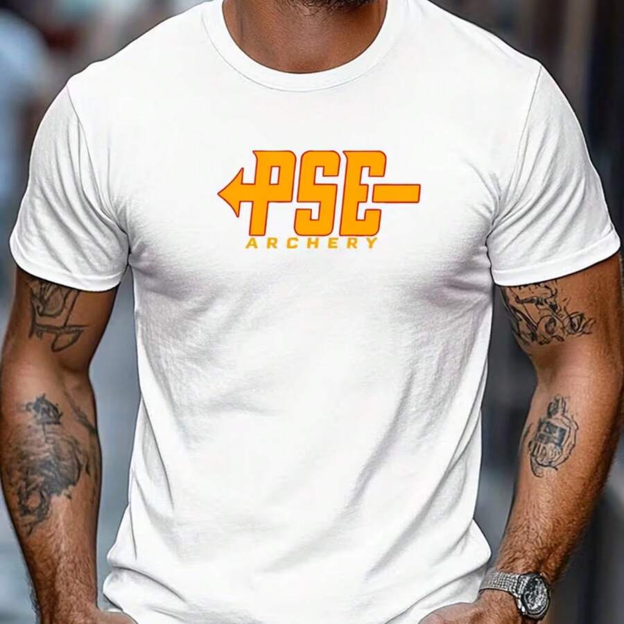 Camiseta informal de manga corta de verano con estampado gráfico de tiro con arco para hombre de PSE - Blanco - Ver 1