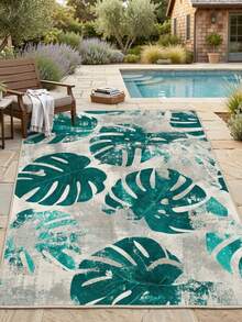 1PC Rug, Carpet, Area Rug, Door Mat, Nordic Modern Plant Distressed Leaf Pattern Outdoor Carpet, Suitable For Entryway, Balcony, Garden, Outdoor, Yard, Living Room, All Seasons Soft Machine Washable Rug Mat, Home Decor - Multicolor 1 - View 1