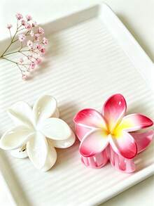 3 piezas/2 piezas Pinza de pelo con flor grande de gradiente acrílico para mujer, simple, exquisita, elegante para recogido en la parte posterior de la cabeza, peinado semi-recogido, accesorio decorativo con forma de flor, temperamento, accesorio de viaje y vacaciones, pinza adecuada para atuendos diarios - Multicolor - Ver 11