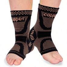 1pc Breathable Elastic Nylon Ankle Sleeve, Containing Copper Ion Support, Suitable For Basketball, Running And Hiking, Provides Ankle Joint Support - Black - View 4