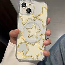 Funda para teléfono: 1 funda para teléfono con purpurina y estrellas, adecuada para Apple  11 12 13 14 15 16 17 Pro Max/Plus/Air. Funda magnética transparente para teléfono móvil, moderna, divertida, linda y a la moda, se puede regalar a amigos. - transparente - Ver 12