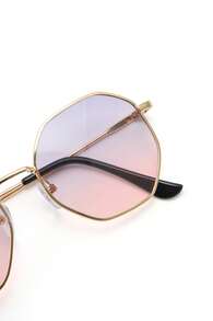 Trivaya 1pc Women's Geometric Copper-Tone Dual-Tone Fashion Fashion Glasses, Suitable For Tropical Beach Vacation, Halloween, Basic Autumn/Winter Outfits, Business Casual, Gifts, Elegant Summer Beach Vacation, Outdoor Activities, Travel - Ombre - View 3