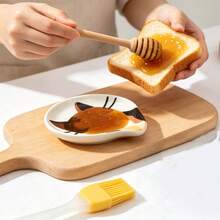 2 piezas de 10cm Lindo soporte para cucharas con forma de gato de cerámica, mini soporte adorable de porcelana para cucharas de café, pequeña bandeja para cucharas de té, adecuado para accesorios de barra de café y decoración de cafetería - Ver 10
