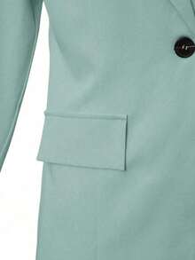 1 pieza Chaqueta ligera de mujer con diseño de solapa y bolsillo casual y holgada, adecuada para primavera y verano - verde menta - Ver 6