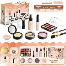 Kosmetik Palsu untuk Anak-Anak, Mainan Simulasi Rias Wajah untuk Anak-Anak, Set Mainan Plastik untuk Anak Perempuan, Lipstik, Eyeshadow, dan Perona Mata DIY. - 10 buah - View 2
