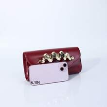 Ubysoyi Lightweight Fashionable Evening Clutch Purse For Women With Waving Metal Decor Elegant Formal Evening Bag Clutch Bag For Party Wedding Handbag Dinner Bag For Wedding Bridal Dinner Prom Party Banquet Holiday Daily Use Business Bag Chain Shoulder Bag - Màu Đỏ Sâu - Xem 6
