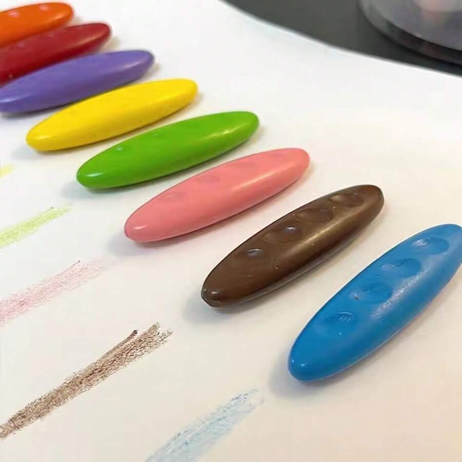 12/24/36色不脏手塑料蜡笔套装创意绘画工具花生形可水洗可擦 - 套裝 - 查看 1