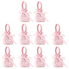 10 piezas Bolsas de regalo pequeñas con asas, bolsas de dulces con cordón para bodas y fiestas, bolsas de regalo de tela mini al por mayor adecuadas para aperitivos, dulces, regalos de cumpleaños - Ver 1