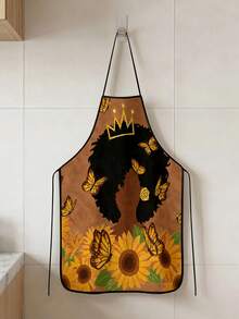 1pc, Portrait & Letter Pattern Polyester Apron, Suitable For Cooking, Baking, And Gardening - Can Be Used As Attire For The Kitchen And Dining - Multicolor - View 16