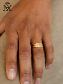 1pc Customized Personalized Ring, Suitable For Men And Women, Perfect As Anniversary Gift. Laser Engraved With Your Name Or Birthday On The Ring, Ideal For Birthday, Mother's Day, Father's Day, Valentine's Day And Christmas. - Multicolor - View 5