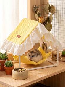 1pc Small Pet Hammock Tent, Guinea Pig Hideaway, Rabbit Hammock, Washable Small Animal Cage Shelter, Guinea Pig Tent, PVC Supported Rabbit Cage, Small Pet Supplies, Comfortable Breathable Sunshade Durable Easy To Clean, Perfect Gift For Your Furry Friends - A - View 7