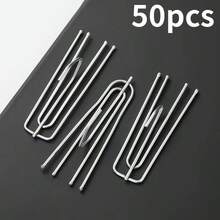 50-Pack Stainless Steel Curtain Pleat Hooks, Heavy-Duty Drapery Pinch Pleat Hooks, Rustproof Metal Curtain Tape Hooks For Window Treatments - Silver - View 1