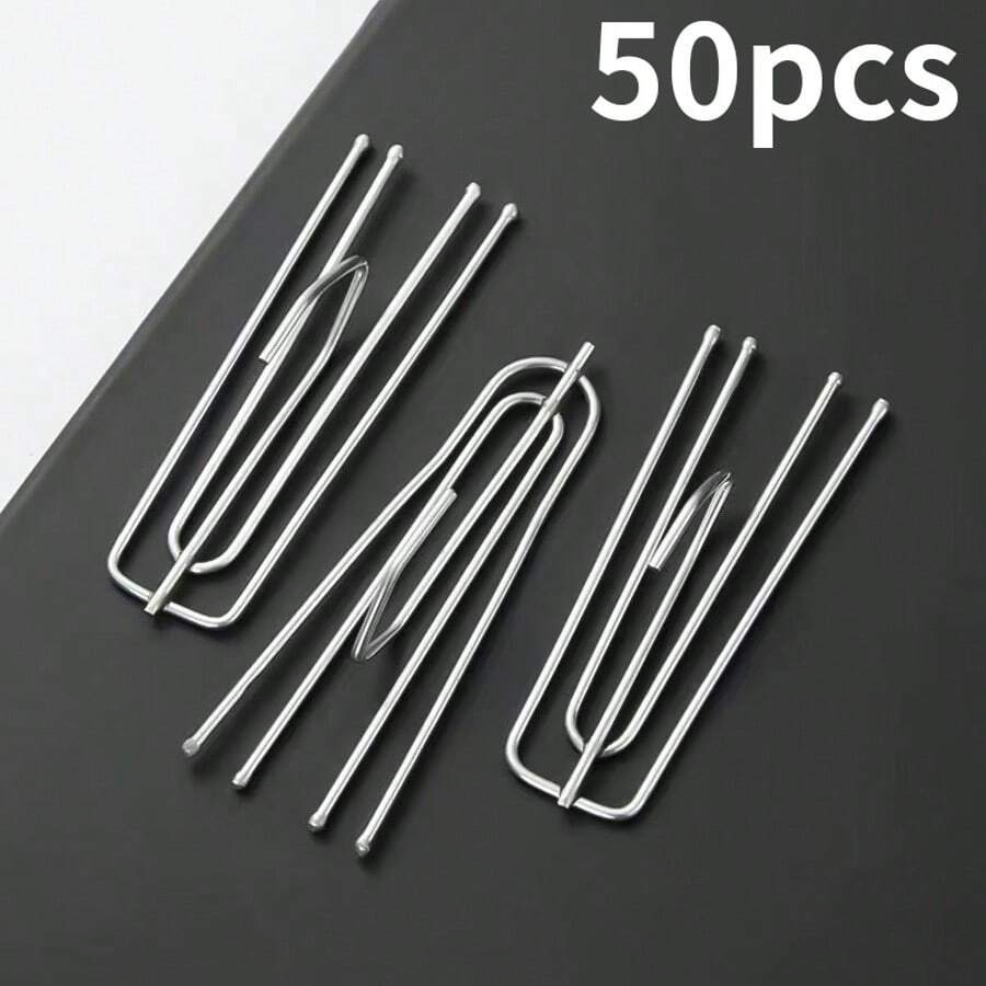 50-Pack Stainless Steel Curtain Pleat Hooks, Heavy-Duty Drapery Pinch Pleat Hooks, Rustproof Metal Curtain Tape Hooks For Window Treatments - Silver - View 1
