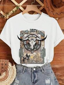 ofertas y liquidacionesWomen's denim T-shirt |   Camiseta de Mujer con Estampado de Calaveras Estilo Western |   Diseño Boho Cowgirl |   Tela 100% de algodón puro |   Suave y cómodo |   Perfecto para uso casual y regalos diarios |   Camiseta blanca de cuello redondo |   Hecho en México |   Domestic Shippingplayera de hombretops sudaderas para mujer Y2k Camiseta Camisa De - Blanco - Ver 1