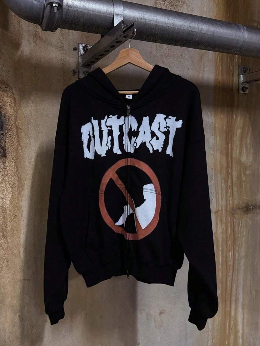 Personalized Printed Sweater Long-Sleeved Pullover Hoodie Retro Jacket Street  Y2k - YH229-2 Black - View 1
