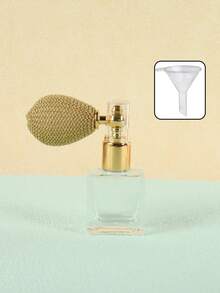 1 pieza Botella de vidrio cuadrada vintage transparente con atomizador, envase cosmético recargable y portátil de tamaño de viaje con atomizador de bulbo + 1 embudo de llenado gratis, rociador de niebla fina para polvo de fijación de maquillaje, polvo suelto, polvo corporal para uso diario de viaje - Multicolor - Ver 8