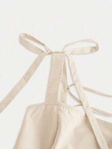 Vestido rosa romántico con espalda descubierta y lazo, adecuado para citas, fiestas, vacaciones, meriendas de té y ocasiones de cumpleaños - Beis - Ver 3