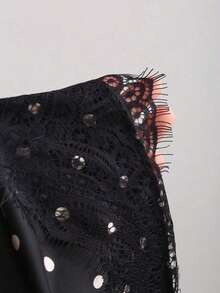 Falda casual de satén marrón con estampado floral retro francés elegante, nueva llegada chic de principios de primavera - Negro - Ver 4