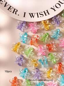 10/20/30pcs Colorful Transparent Splatter Daisy Flower Small Hair Clips, Minimalist Cute Bangs Side Clips, Random Color Shark Claw Hair Accessories - Multicolor - View 6