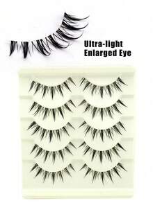 5 Pairs Pointed Tail Cartoon Big Eye False Eyelashes, Japanese Style Fluffy Curly Realistic Soft Lightweight Non-Irritating Little Devil Doll Eyelashes For Date Party - View 9