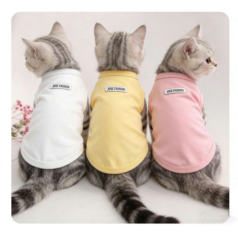 Áo vest không tay phong cách tối giản Hàn Quốc cho mèo và chó, quần áo thú cưng mềm mại, thoáng khí, trang phục thường ngày cho chó nhỏ (Pomeranian, Bichon Frise, Teddy), quần áo cho mèo, quần áo cho chó, đồ dùng cho mèo, thú cưng, đồ dùng cho chó - Nhiều màu - Xem 1