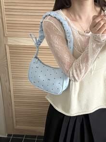 Bolso de hombro minimalista de unicolor y de moda - Azul - Ver 2