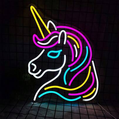 1 chiếc đèn neon hình kỳ lân cầu vồng, đèn LED nhiều màu sắc tạo không khí ấm cúng, thích hợp cho phòng trẻ em, phòng ngủ, món quà lý tưởng cho bé gái.